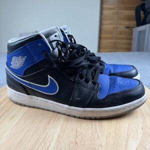 Nike Air Jordan 1 Mid Retro Game Royal Sneakers Size US 10.5 Magic Blue Black